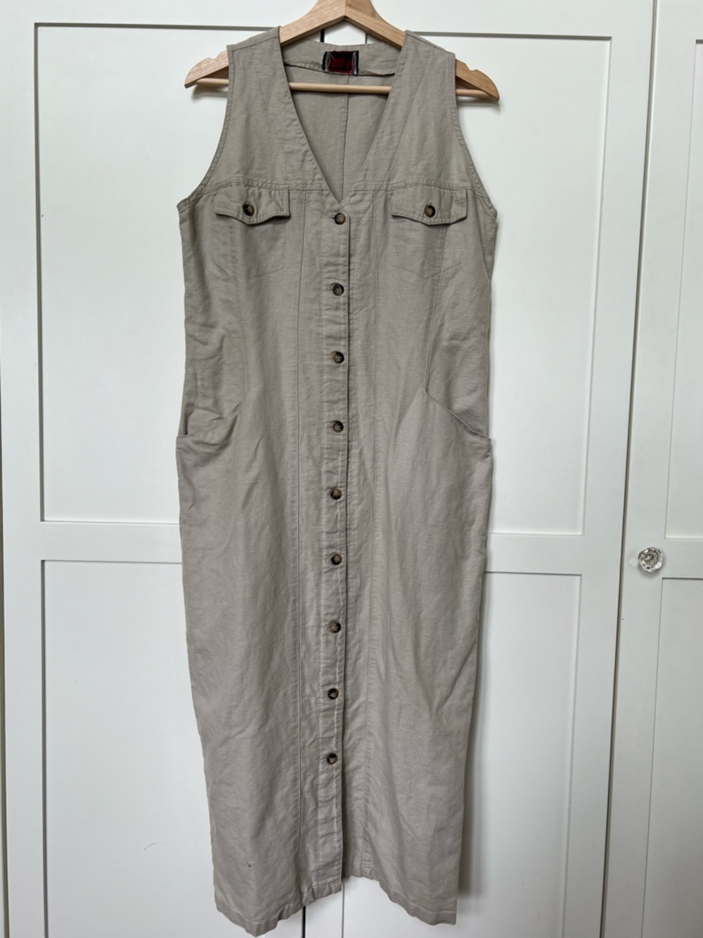 Vintage sleeveless linen midi dress -M